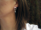 Ellipse Pearl Sterling Silver Earrings Art Deco Julia Banks Jewellery