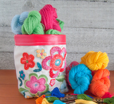 embroidered fabric bucket