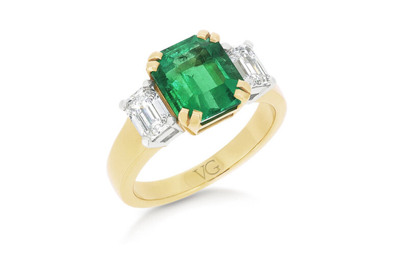 emerald and diamond dress ring