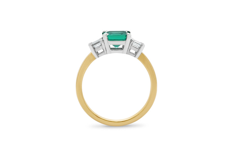 Emerald and diamond three stone ring fine jewellery green gemstone ring nz