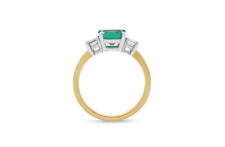 Emerald and diamond three stone ring fine jewellery green gemstone ring nz