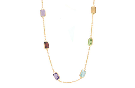 Emerald Cut Coloured Gemstone Necklace