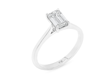 Emerald Cut Diamond Solitaire with Delicate Band