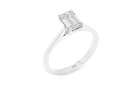 Emerald Cut Diamond Solitaire with Delicate Band