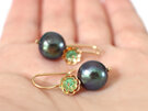 emerald gold flowers peacock pearls earrings lilygriffin nz jewellery wedding