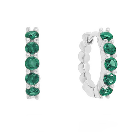 Emerald Set Gold Huggie Earrings