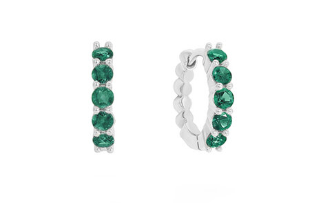 Emerald Set Gold Huggie Earrings