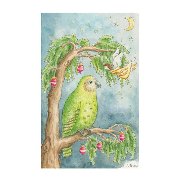 Emily Kelly - Kakapo On Decorated Tree Christmas Card
