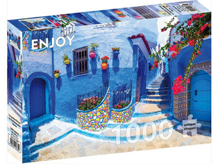 Enjoy 1000 Piece Jigsaw Puzzle  Turquoise Street in Chefchaouen
