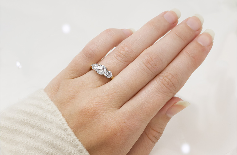 Entwine Three Stone Diamond Engagement Ring