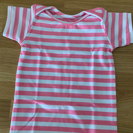 Envelope neck t-shirt - Pink Stripe - Size 1
