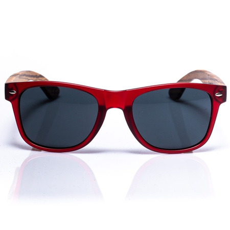 EP1 Wood Arm Sunglasses - Dark Red & Grey Lens