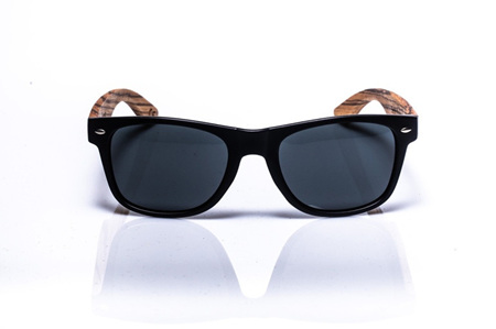 EP1 Wood Arm Sunglasses - Matt Black & Grey Lens
