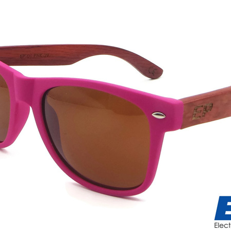 EP1 Wood Arm Sunglasses - Pink & Brown Lens
