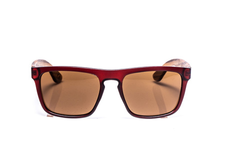 EP2  Wood Arm Sunglasses - Red & Brown Lens