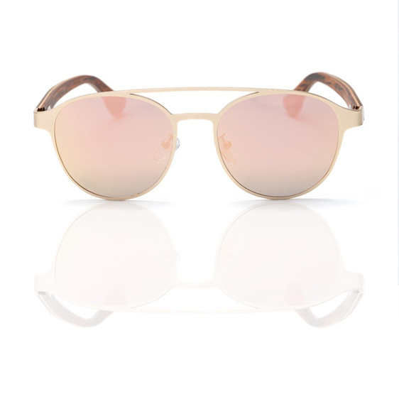 EP7 Wooden Arm Sunglasses - Gold with Gold Lens