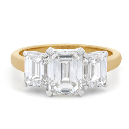 Erte: Emerald Cut Diamond Three Stone Ring