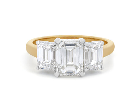 Erte: Emerald Cut Diamond Three Stone Ring