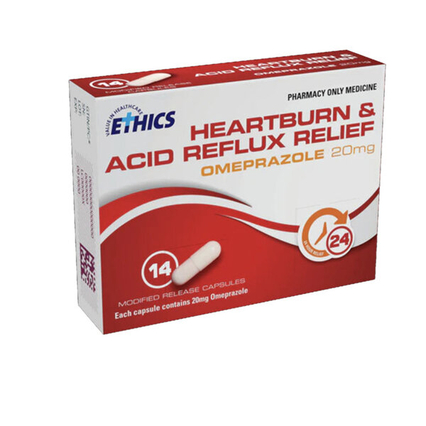 ETHICS Heartburn & Acid Reflux Relief Omeprazole 20mg 14 Pack