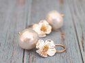 Evelyn flower pearl earrings vermeil gold wedding bride lilygriffin nz jewellery