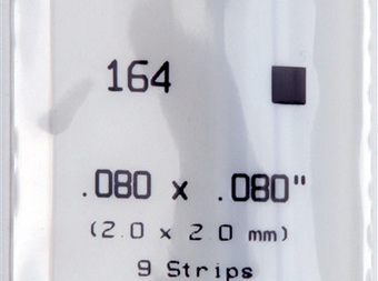 Evergreen 164 Strip Styrene - 2.0 x 2.0mm Strips