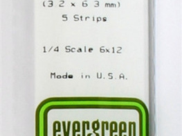 Evergreen 189 Strip Styrene - 3.2 x 6.3mm Strips