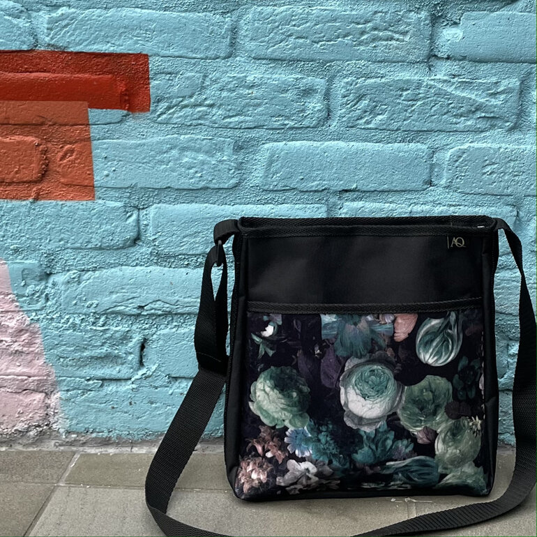 Everyday handbag in velvet fabric flowers made in Wellington NZ