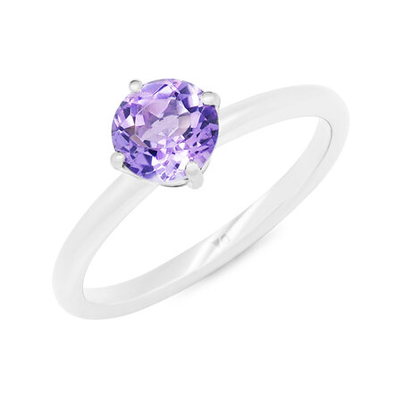 Explorer: Purple Amethyst Four Claw Solitaire Ring
