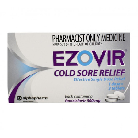 Ezovir Cold Sore Relief Tablets 500mg  1 dose 3 Tablets
