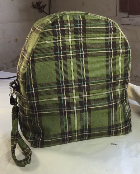 Fabric Project Bag - Zip Gusset - Green Check