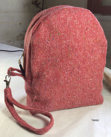 Fabric Project Bag - Zip Gusset - Pink Wool