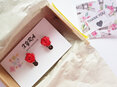Fabric Rose Clip-on Earrings - available in gold and red