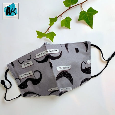 Face Mask - Moustache - Large - with Nose Gusset for Glasses