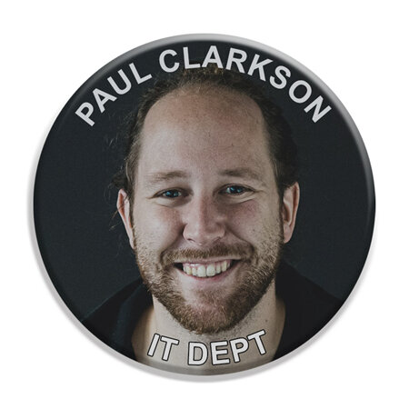 Face with Text at Top and Base ID Badge