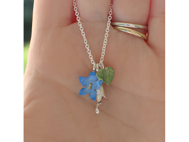 fae fairy bluebell rimuroa kawakawa  fuchsia flowers necklace lilygriffin nz