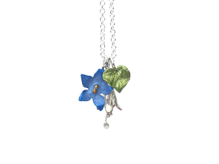 fae fairy bluebell rimuroa kawakawa kotukutuku fuchsia flowers necklace nz