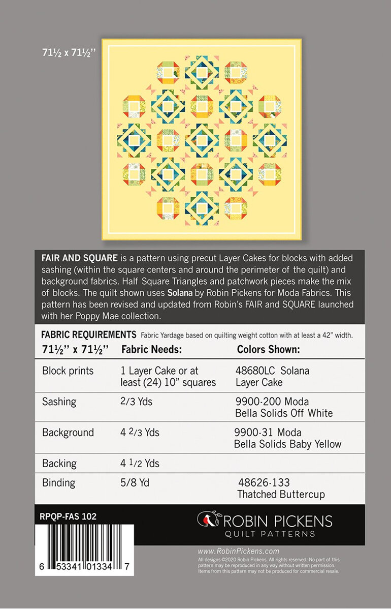 Fair and Square Quilt Pattern from Robin Pickens