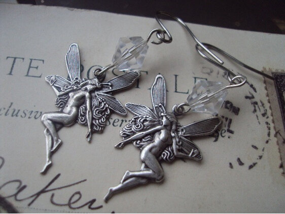 Fairy Czech crystal bicone bead earrings