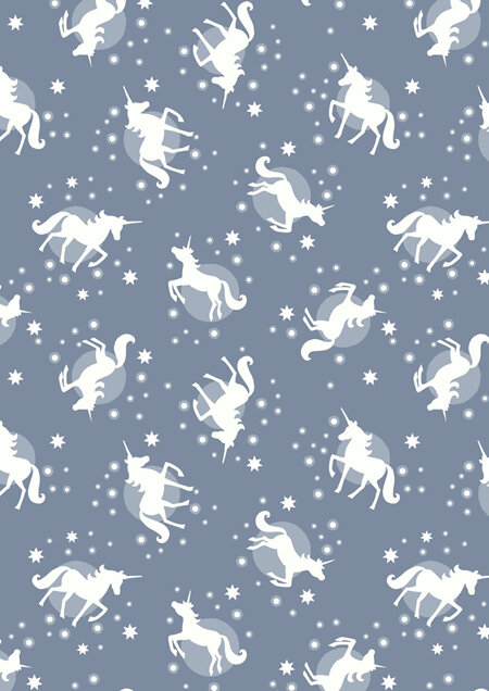Fairy Nights Unicorn Spots on Dusty Blue A407.2