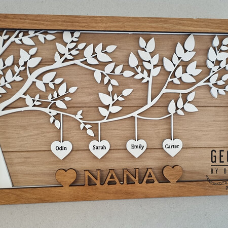 Family Tree with Hanging Hearts