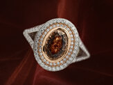 Fancy Diamond Double Halo Rose Gold Platinum Ring