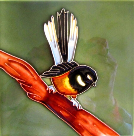 Fantail 15x15cm New Zealand Ceramic Art Tile