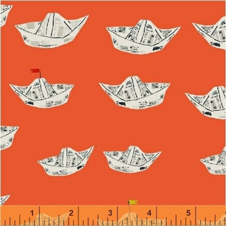 Far Far Away 2 Newspaper Boats in Red Orange 5120210