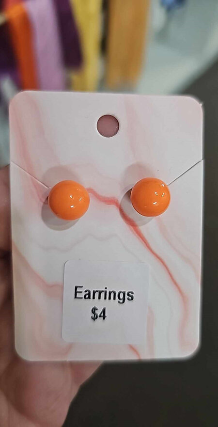 Faux Orange Pearl Earring