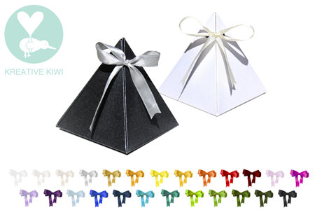 Favour Box with Ribbon - Pyramid (100/pack)