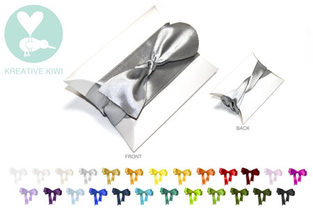 Favour Box with Ribbon - White Pillow (100/pack)