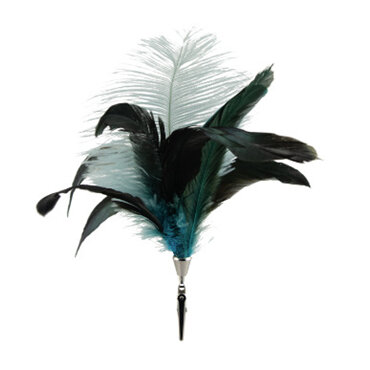 FEATHER CLIP ON PLUME TEAL GREY 25CM