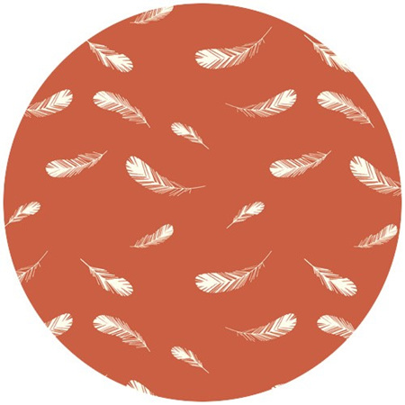 "Feathers", Coral,  GOTS Organic 100% Cotton, 116 gsm