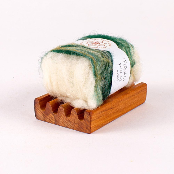 Felted Soap Bar on Soap Dish - Lemongrass and Shea Butter