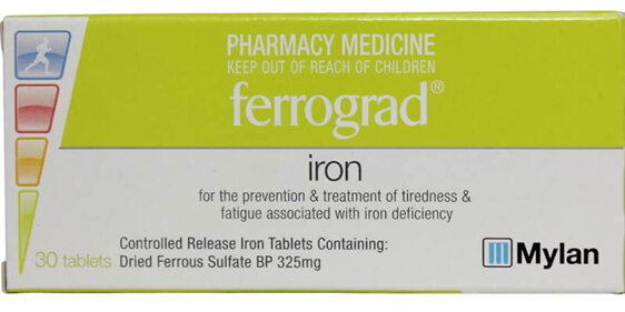 FERROGRAD 325mg tabs 30s iron tablets supplement